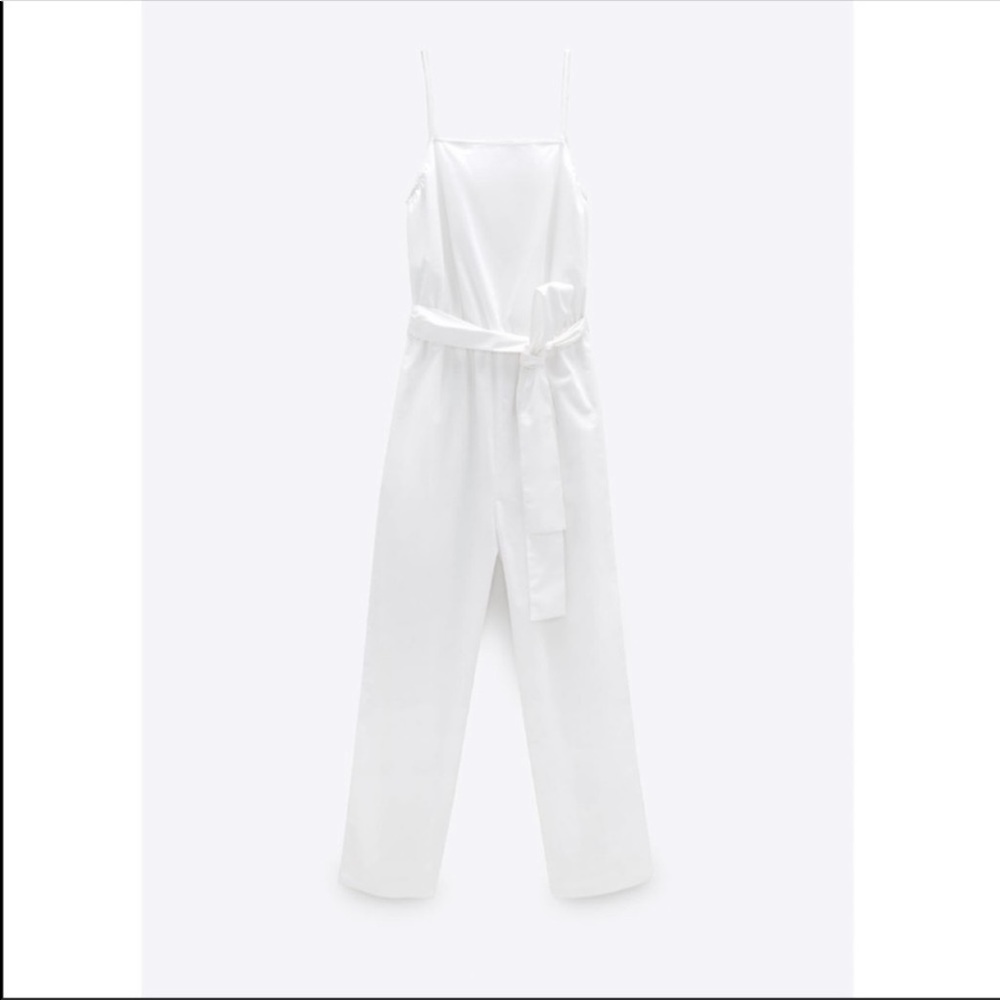 ZARA WHITE COTTON JUMPSUIT M NWT